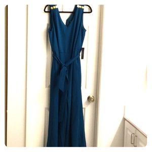 Lane Bryant teal tie waist jumpsuit